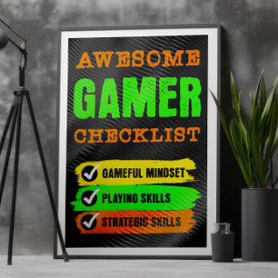 Erstaunliche Gamer-Checkliste Gaming Poster
