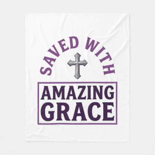 Erstaunliche Gnade Christliches Kreuz Vintage Fleecedecke