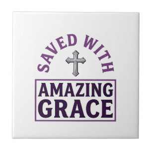 Erstaunliche Gnade Christliches Kreuz Vintage Fliese