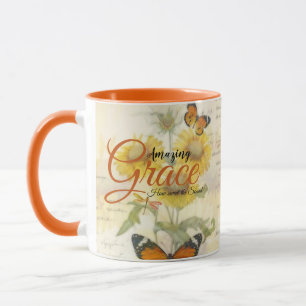 Erstaunliche Gnade Sonnenblumen und Schmetterling  Tasse