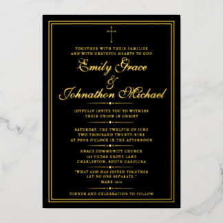Erstaunliche Goldfolie Christliche Minimalistische Folieneinladung