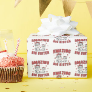 Erstaunliche große Schwester - Kitty Cats rote Her Geschenkpapier