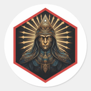 Erstaunliche Illuminati-Fantasie-Porträt Runder Aufkleber