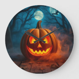 Erstaunliche Lava-Glow-Kürbis-Halloween-Uhr Große Wanduhr