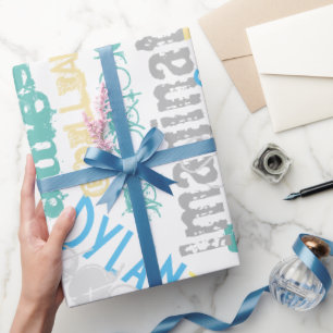 Erstaunliche Personalisierte Blues Grüne Für Jeden Geschenkpapier