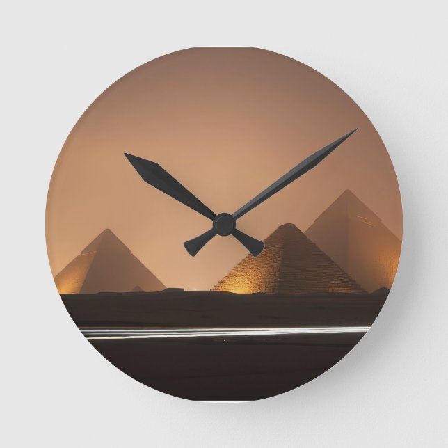 Erstaunliche Pyramiden Runde Wanduhr (Vorderseite)