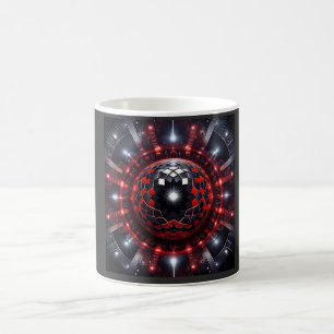 Erstaunliche rote/schwarze karierte Mandelbrot-Ste Kaffeetasse