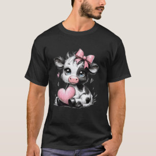 Erstaunliche Schwarz-Weiß-Kuh mit Herz Rosa Hülle T-Shirt