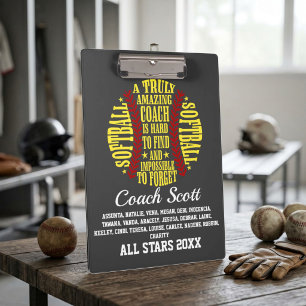 Erstaunliche Softball-Trainer-Typografie-Mannschaf Klemmbrett