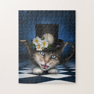 Erstaunliche verrückte Hütter Teekanne Katze whims Puzzle