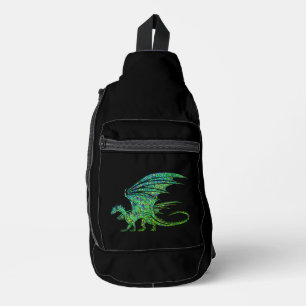 Erstaunlicher grüner Mosaikdrache  Crossbody Bag