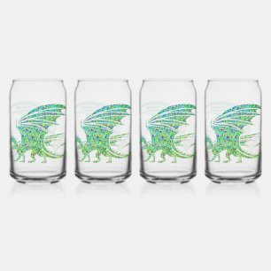 Erstaunlicher grüner Mosaikdrache Dosenglas