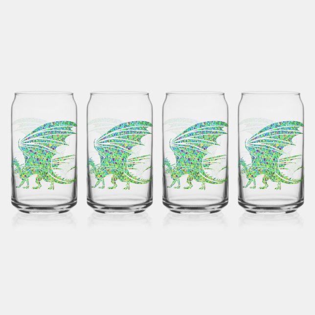 Erstaunlicher grüner Mosaikdrache  Dosenglas (Vorderseite)