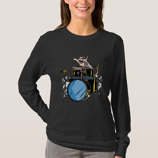 Erstaunlicher Katzendrummer T-Shirt (Vorderseite)