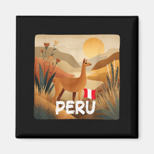 Erstaunlicher Lama in Peru Farben Kostüm Magnet