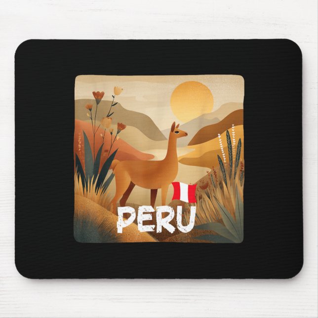 Erstaunlicher Lama in Peru Farben Kostüm Mousepad (Vorne)