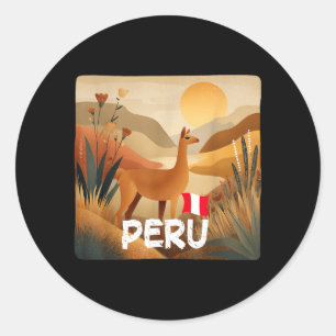 Erstaunlicher Lama in Peru Farben Kostüm Runder Aufkleber