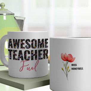 Erstaunlicher Lehrer-Treibstoff-Wildblumen-Blumen- Kaffeetasse