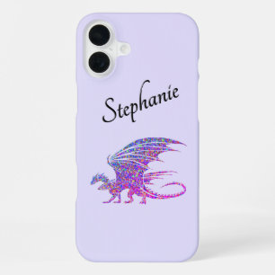 Erstaunlicher Mosaik-Drache Lila Persönlich iPhone 16 Plus Hülle