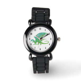 Erstaunlicher Mosaik-Grüner Drache Armbanduhr