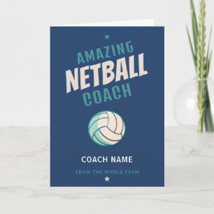 Erstaunlicher Netball-Trainer Personalisierter Nam Dankeskarte