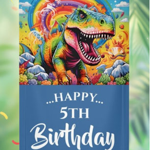 Erstaunlicher Regenbogen-Dinosaurier-Geburtstag Banner