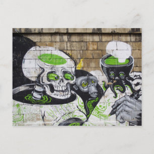 Erstaunlicher Schädel und Schimpanse Graffiti Postkarte