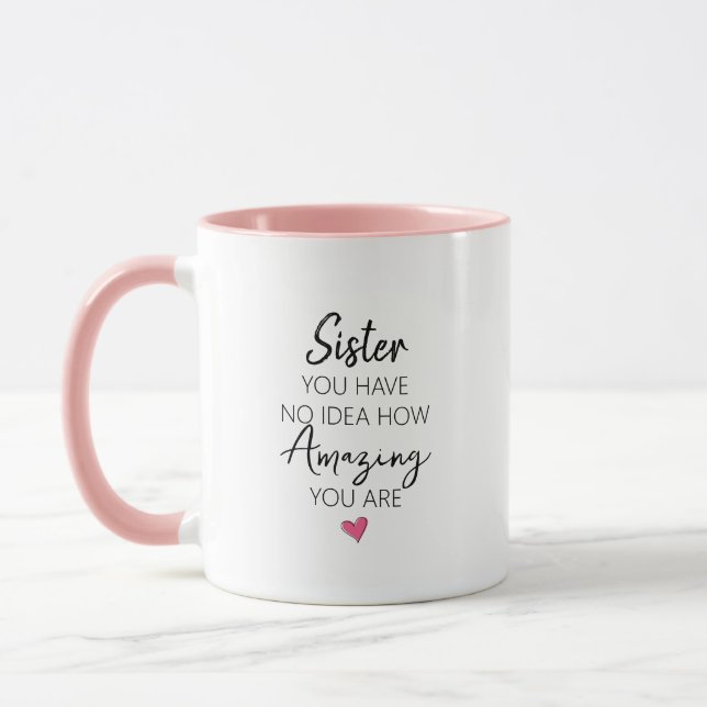 Erstaunlicher Schwester-Geburtstags-Name-Zitat Tasse (Links)