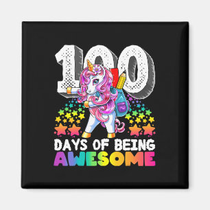 Erstaunliches 100 Tage Schulfest Flossing Einhorn Magnet