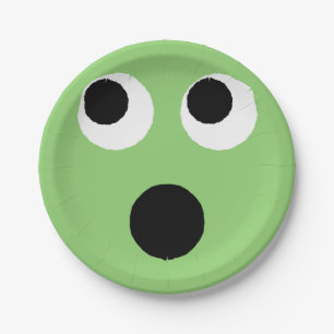 Erstaunliches Gesicht Grüne Emoticon Emoji Papier Pappteller