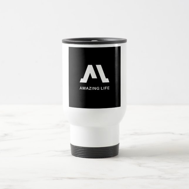 Erstaunliches Leben Monochrom A Logo Reisebecher (Mittel)