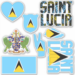 Erstaunliches Saint Lucia formt nationale Symbole Aufkleber