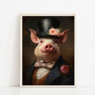 Erstaunliches Vintage-Schwein-Porträt, viktorianis Poster