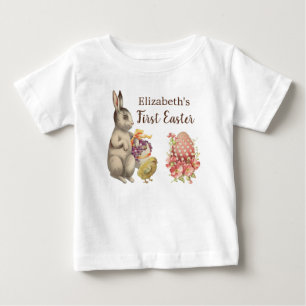 Erstausstattung Oster-Babykleidung Vintage-Hase Ka Baby T-shirt