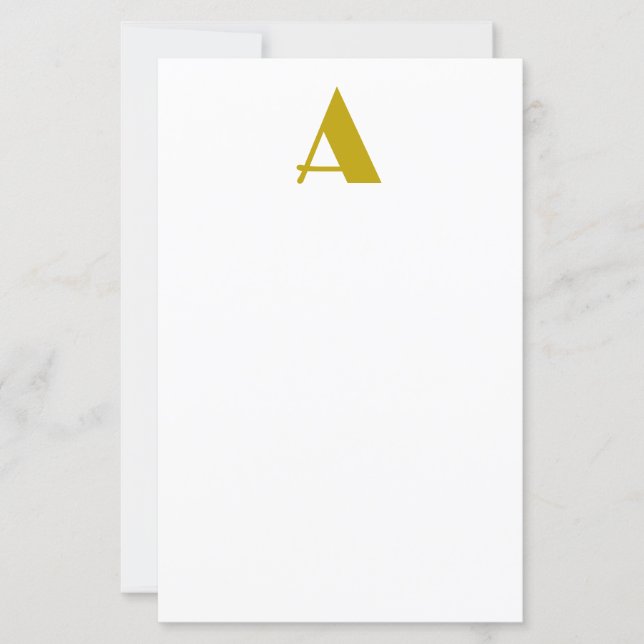 Erstbriefpapier für einfarbiges Monogramm mit Gold (Vorderseite)