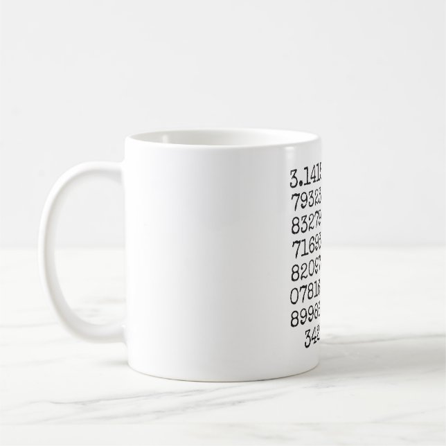 Erste 100 Ziffern der Pi-Tasse Kaffeetasse (Links)