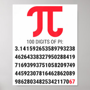 Erste 100 Ziffern Von Pi 67 Nerds Geeks Mathelehre Poster