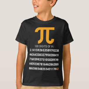Erste 100 Ziffern von Pi 67 Nerds Geeks Mathelehre T-Shirt
