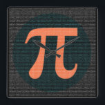 Erste 10.000 Stellen Pi in blau und orange Quadratische Wanduhr<br><div class="desc">Dieses wunderbar geeky Design ist die perfekte Geschenkidee für einen Ingenieurstudenten oder einen Mathe-Geek im Allgemeinen. Es enthält Pi, das berühmte mathematische Symbol und Zahl. Diese Zahl steht in engem Zusammenhang mit dem Kreis, der auch sein Aussehen im Design macht, sehr leicht schattiert über die Ziffern. Pi ist abgeleitet von...</div>