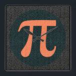 Erste 10.000 Stellen Pi in blau und orange Quadratische Wanduhr<br><div class="desc">Dieses wunderbar geeky Design ist die perfekte Geschenkidee für einen Ingenieurstudenten oder einen Mathe-Geek im Allgemeinen. Es enthält Pi, das berühmte mathematische Symbol und Zahl. Diese Zahl steht in engem Zusammenhang mit dem Kreis, der auch sein Aussehen im Design macht, sehr leicht schattiert über die Ziffern. Pi ist abgeleitet von...</div>