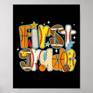 Erste 1. Klasse Junge Baseball Basketball Football Poster
