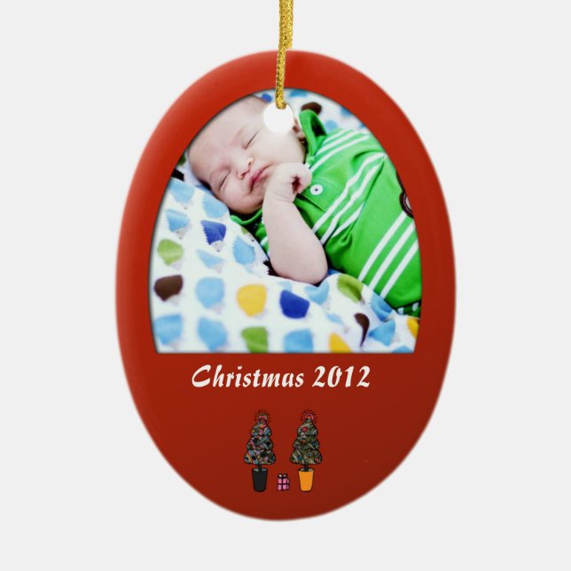 Erste 1. Verzierung des Babys Weihnachts Keramikornament (Vorne)