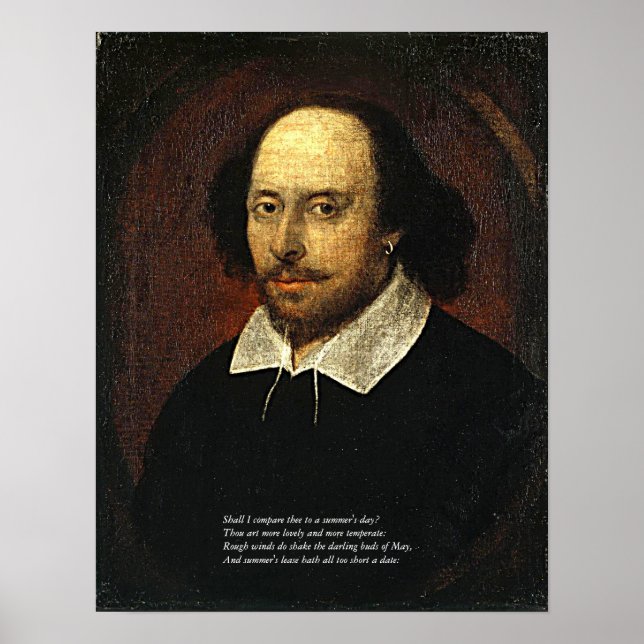 Erste 4 Zeilen Sonnet # 18 von Shakespeare Poster (Vorne)
