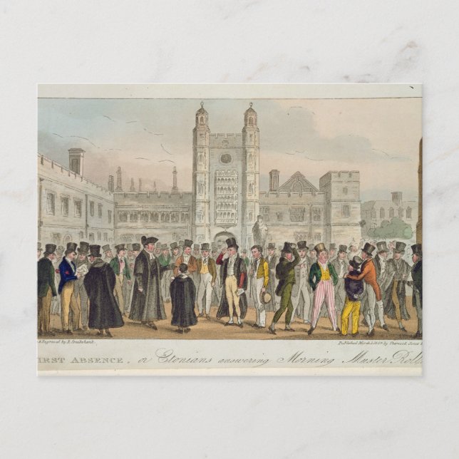 Erste Abwesenheit oder Etonianer, die auf die Morg Postkarte (Vorderseite)