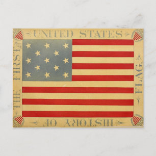 Erste amerikanische Flagge Vintag Patriotic USA Postkarte