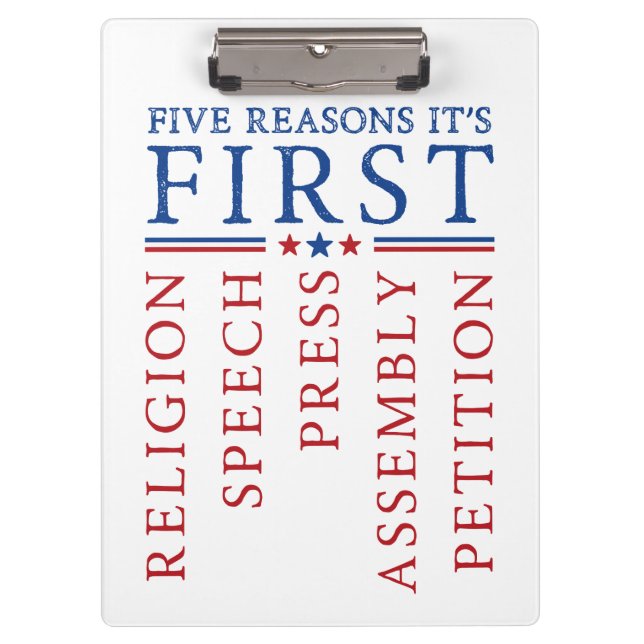 Erste Änderung der Kundgebung der Redefreiheit Klemmbrett (Vorderseite)