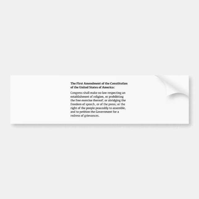 Erste Änderung der Verfassung Autoaufkleber (Vorne)