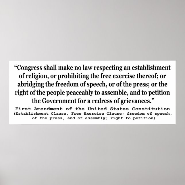 Erste Änderung der Verfassung der Vereinten Staate Poster (Vorne)