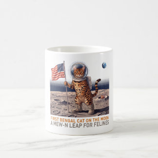 Erste Bengalkatze auf dem Mond - Retro Weltraumkat Kaffeetasse