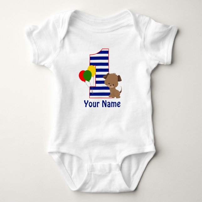Erste BIrdday-Shirt der Welpenflotte Baby Strampler (Vorderseite)